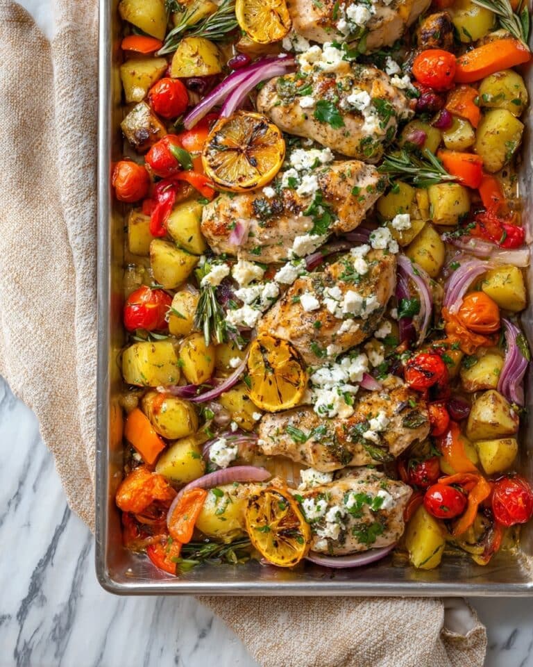 Herby Feta Lemon Chicken and Veggie Sheet Pan Dinner Recipe