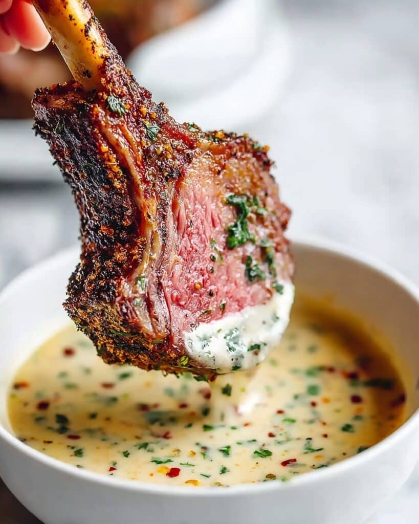 Easy Garlic Roasted Rack of Lamb with Butter Sauce Recipe