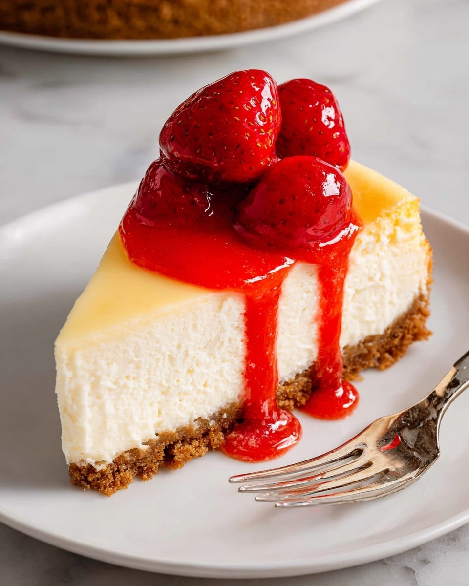 A round golden-brown baked cheesecake sits fully cooked in a silver baking pan, showing a slightly darker, uneven spot in the center and a smooth firm surface with subtle browned specks around it. The pan is placed on a copper wire cooling rack with a shiny metallic grid pattern. All of this rests on a white marbled textured surface. photo taken with an iphone --ar 4:5 --v 7