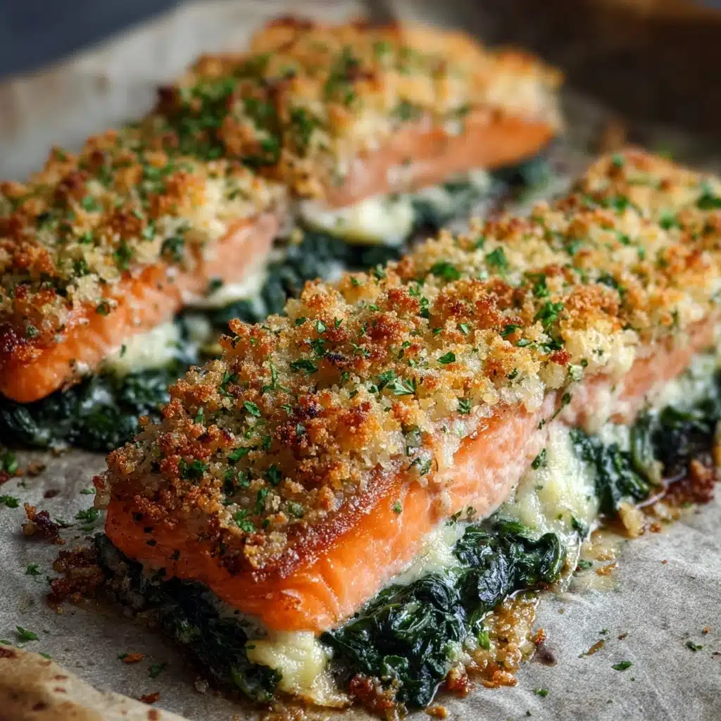 Baked Stuffed Salmon with Spinach & Feta Recipe - Recipe Image