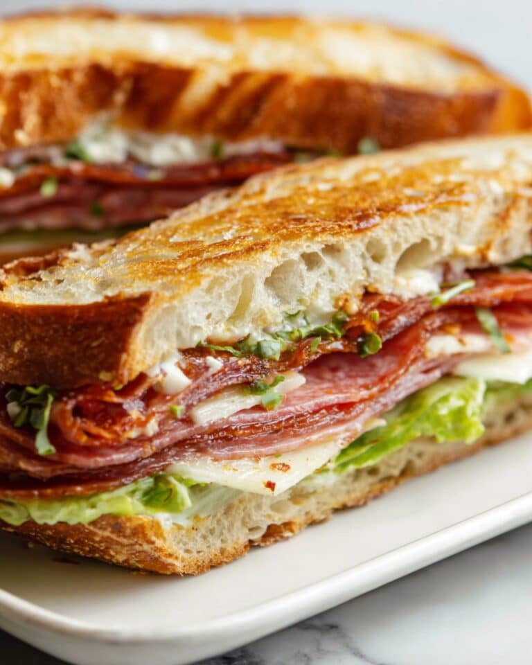 Italian Sandwich with Salami, Provolone, Basil, and Marinated Artichokes Recipe