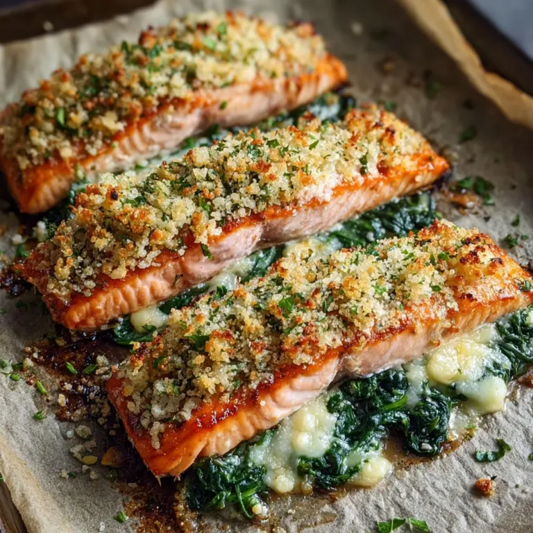 Baked Stuffed Salmon with Spinach & Feta Recipe
