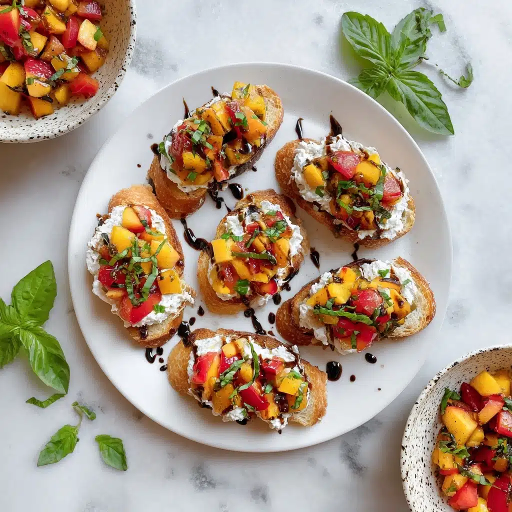 Quick Peach Bruschetta with Whipped Ricotta Recipe - Recipe Image