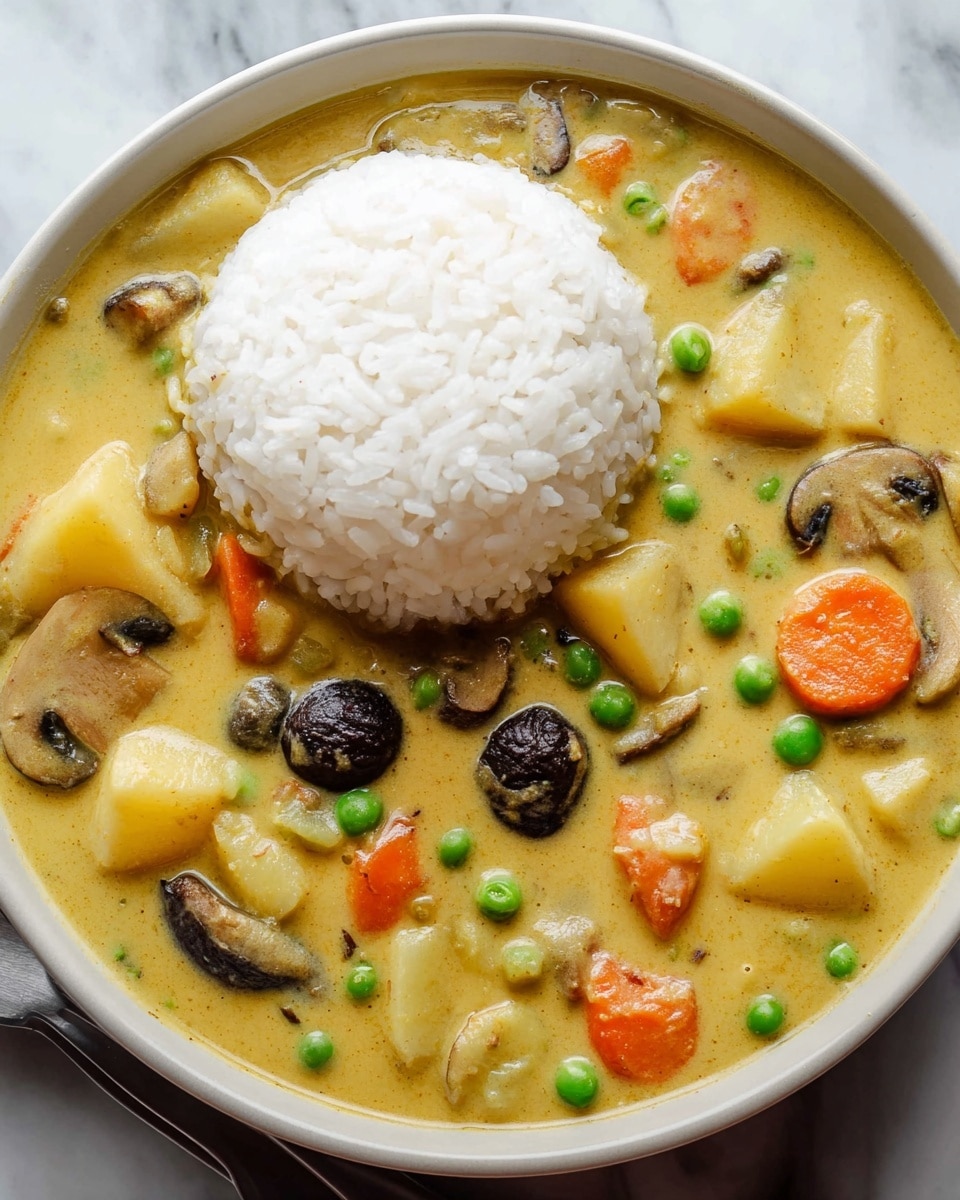 A white pot filled with a thick yellowish-brown sauce as the base layer, topped with four separate piles arranged clockwise: dark brown sautéed mushroom pieces occupying the top left, light beige white beans in the top center, a pile of cooked brown lentils on the top right, and bright green peas in the bottom right. A dollop of white cream sits slightly off-center toward the bottom of the pot, blending lightly into the sauce. The pot rests on a white marbled surface. Photo taken with an iphone --ar 4:5 --v 7