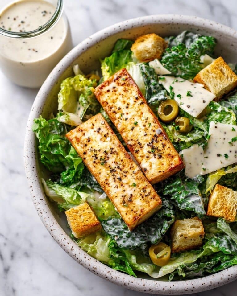 Ridiculously Easy Vegan Caesar Salad with Lemon Tofu Recipe