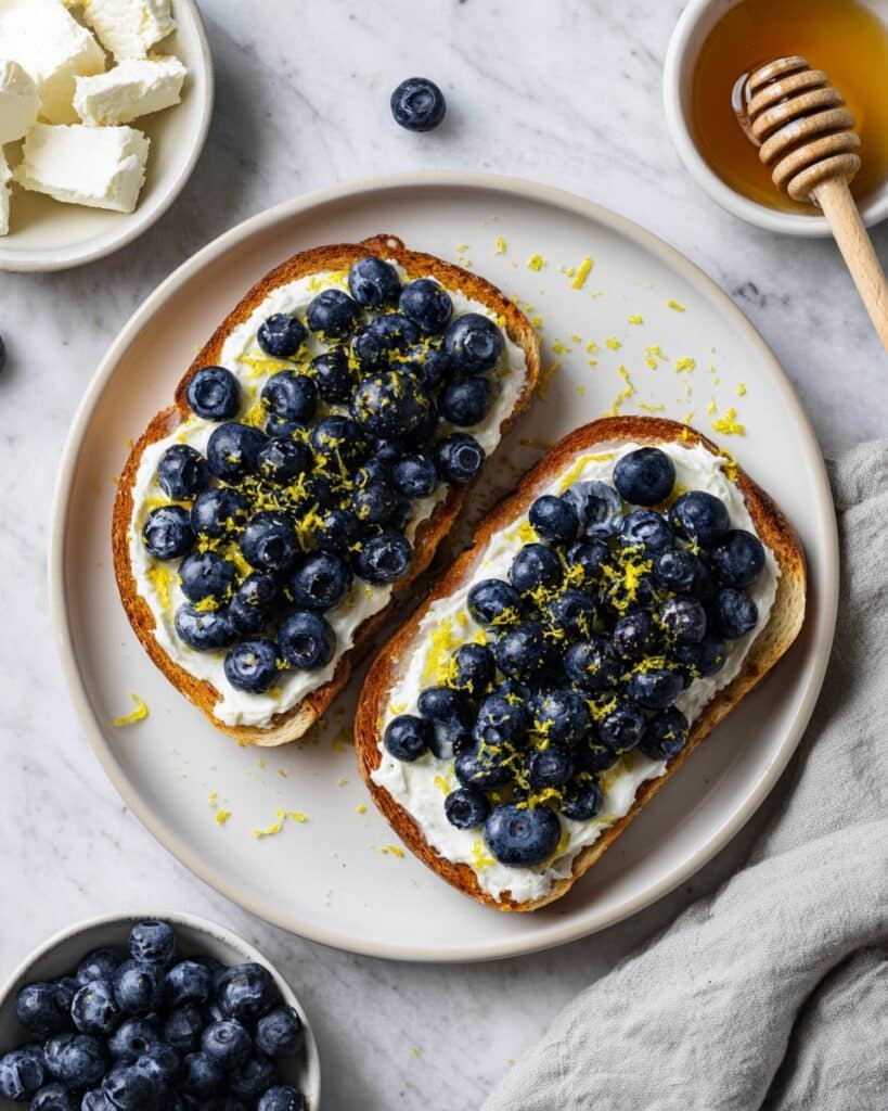Lemon Blueberry Ricotta Toast with Honey Recipe