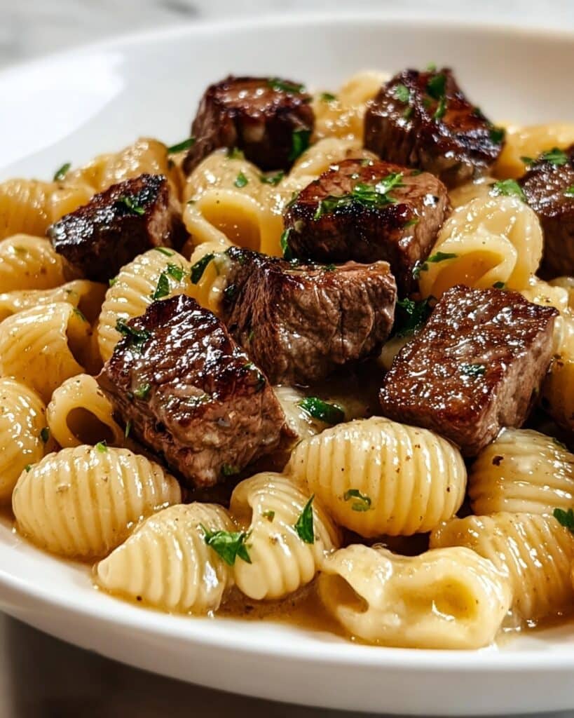 Garlic Butter Steak Bites & Shell Pasta: A Creamy Delight Recipe