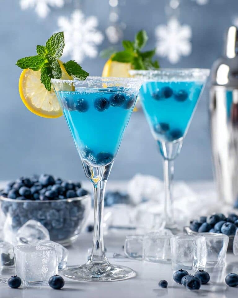 Blueberry Snow Martini Cocktail Recipe