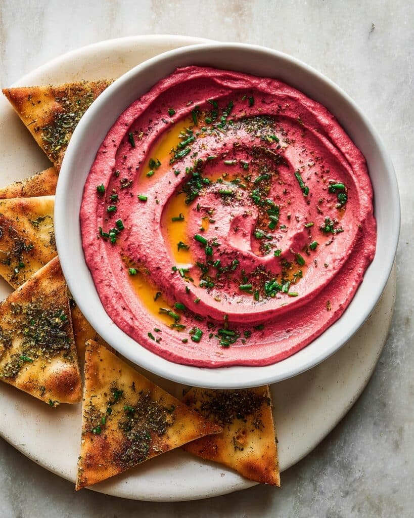 Beet Hummus with Za’atar and Fresh Herbs Recipe