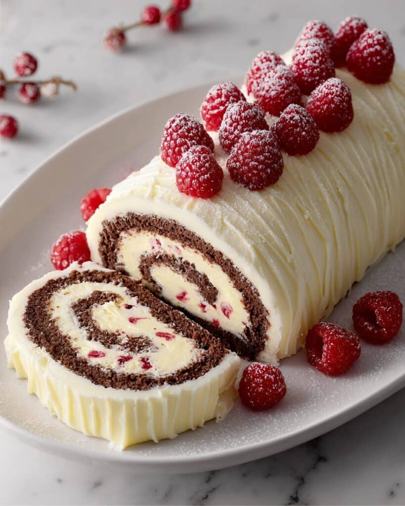 White Chocolate Raspberry Yule Log Recipe