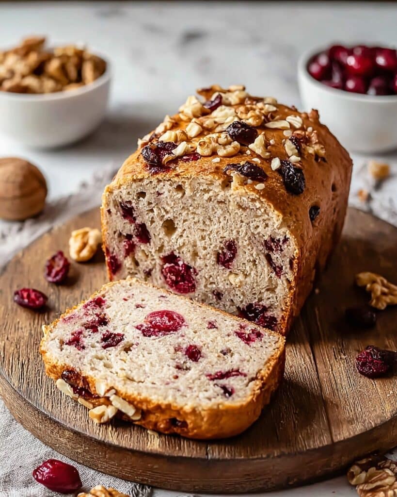 No Knead Cranberry Walnut Bread Recipe
