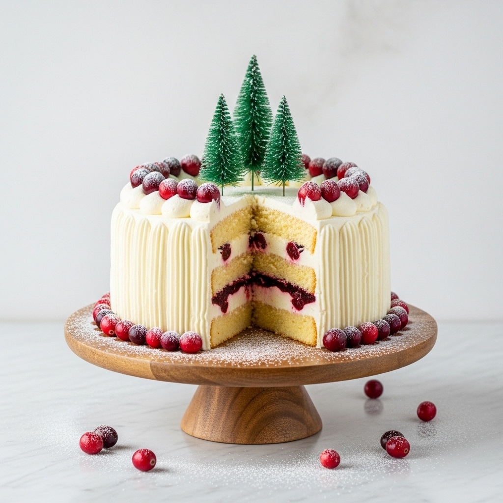 Elegant Layered Cranberry White Christmas Cake Recipe