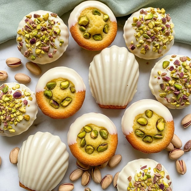 Pistachio Madeleines with White Chocolate Shell Recipe