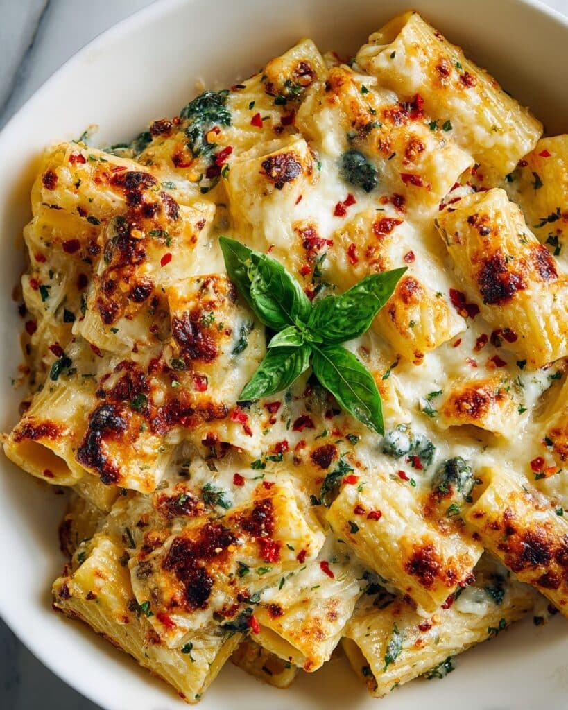 Creamy Spinach and Ricotta Baked Rigatoni Recipe