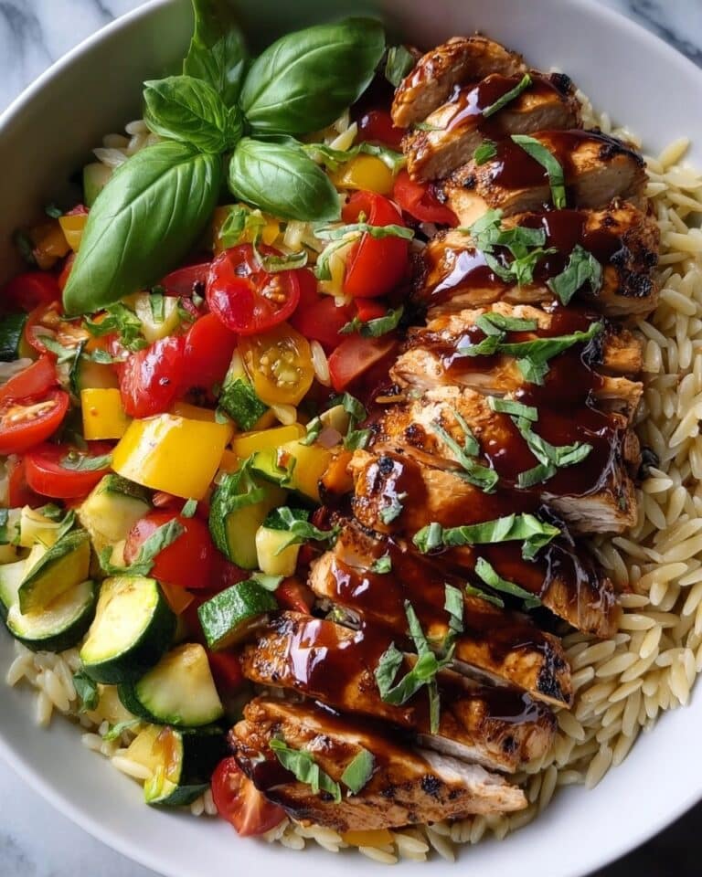 Balsamic Chicken & Veggie Orzo Recipe