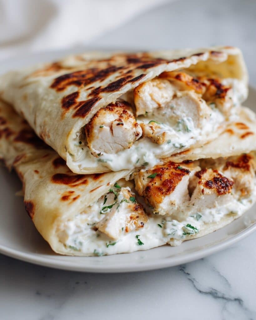 Cheesy Garlic Chicken Wraps Recipe