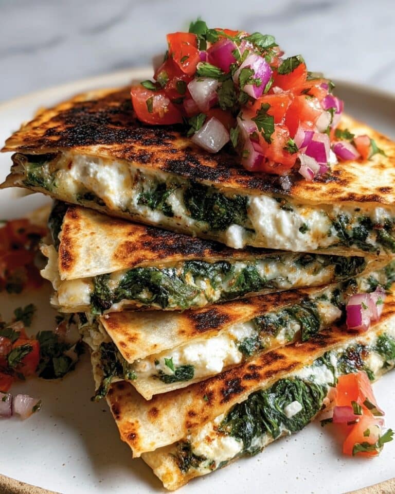 Mediterranean Quesadillas with Spinach, Feta, Mozzarella, and Red Onion Recipe