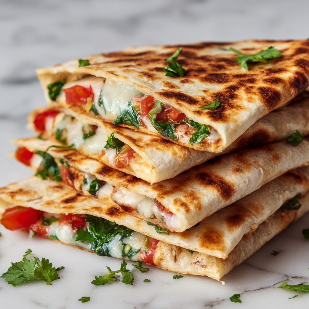 Mediterranean Quesadillas with Spinach, Feta, and Mozzarella Recipe