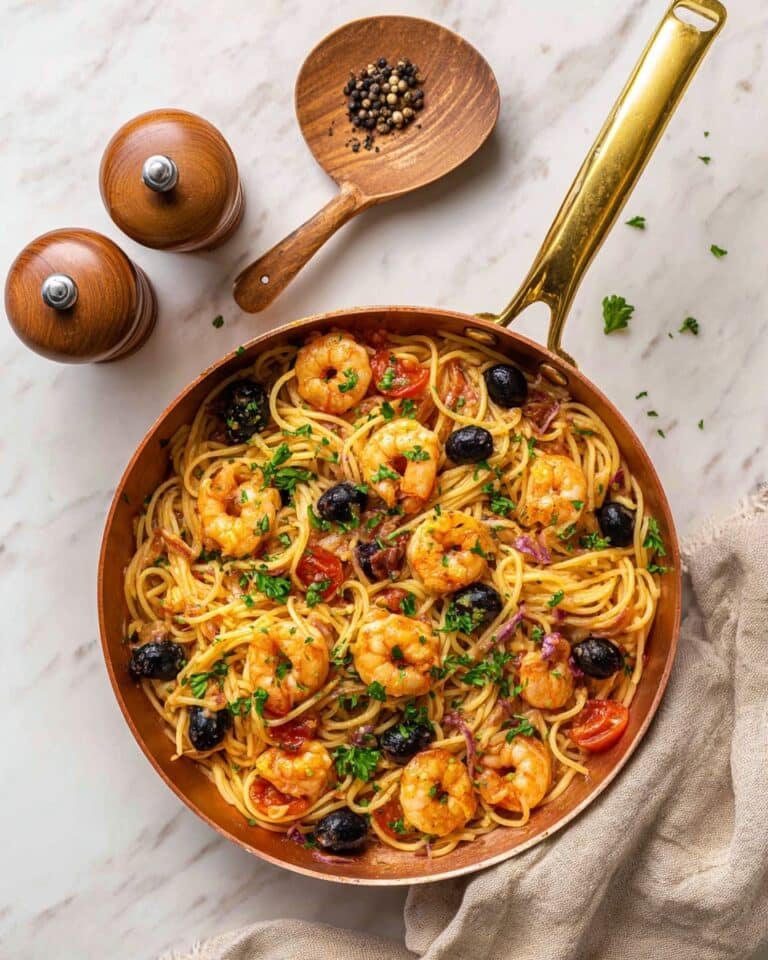 Garlic Pasta Puttanesca with Shrimp Recipe