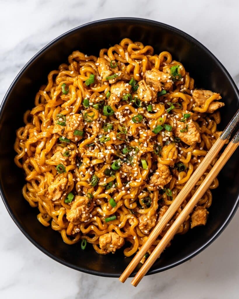 Sticky Garlic Chicken Noodles Recipe