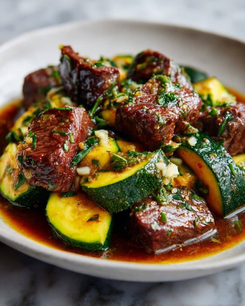 One-Pan Garlic Butter Steak & Zucchini Recipe