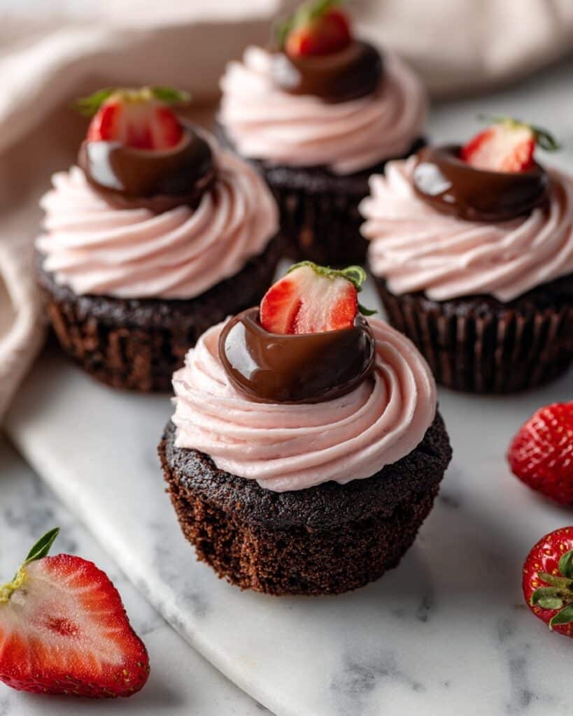 Decadent Chocolate Covered Strawberry Cupcakes Recipe