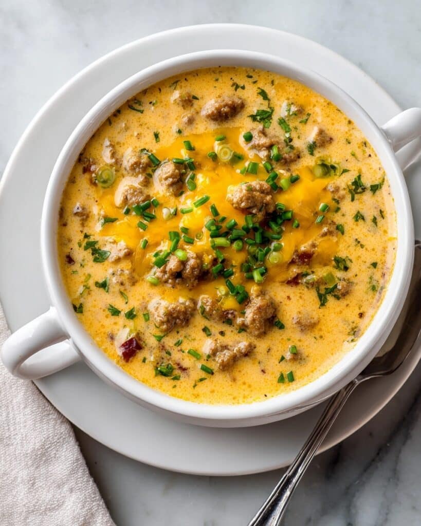 Keto Beef Cheeseburger Soup Recipe