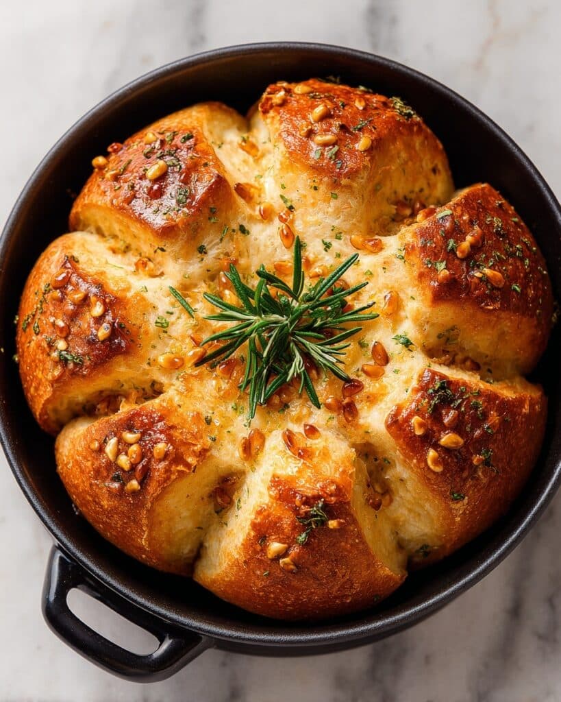 Homemade Rustic Skillet Bread with Garlic and Rosemary Recipe