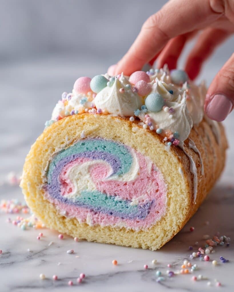 Easter Pastel Striped Cake Roll Recipe