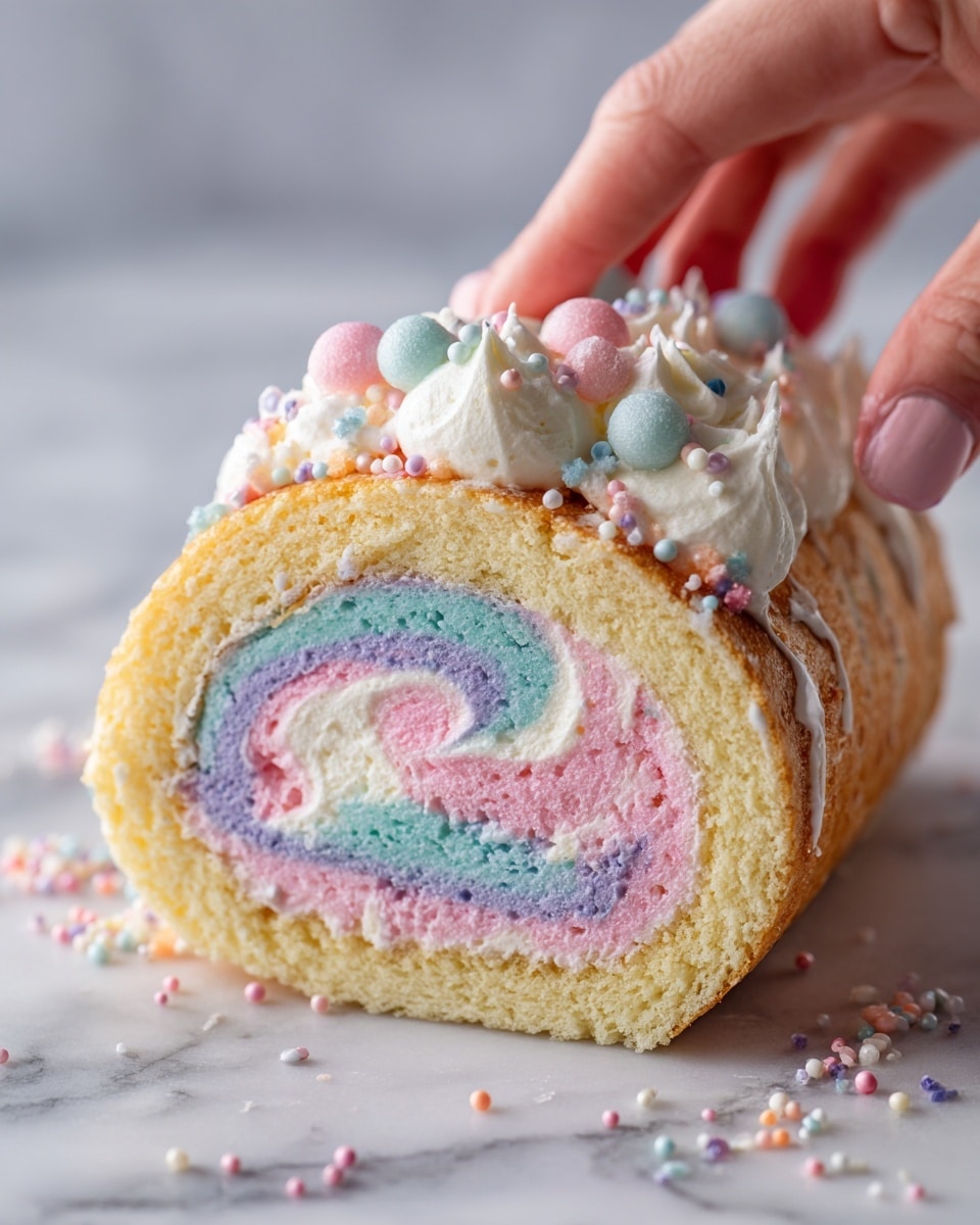 Easter Pastel Striped Cake Roll Recipe